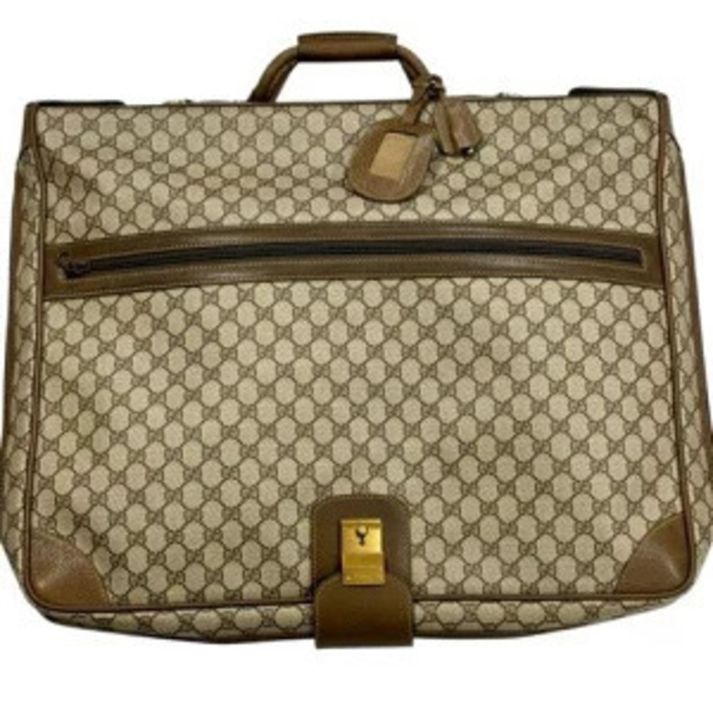 Gucci Garment Case Suit Cover GG x Leather Beige Cream